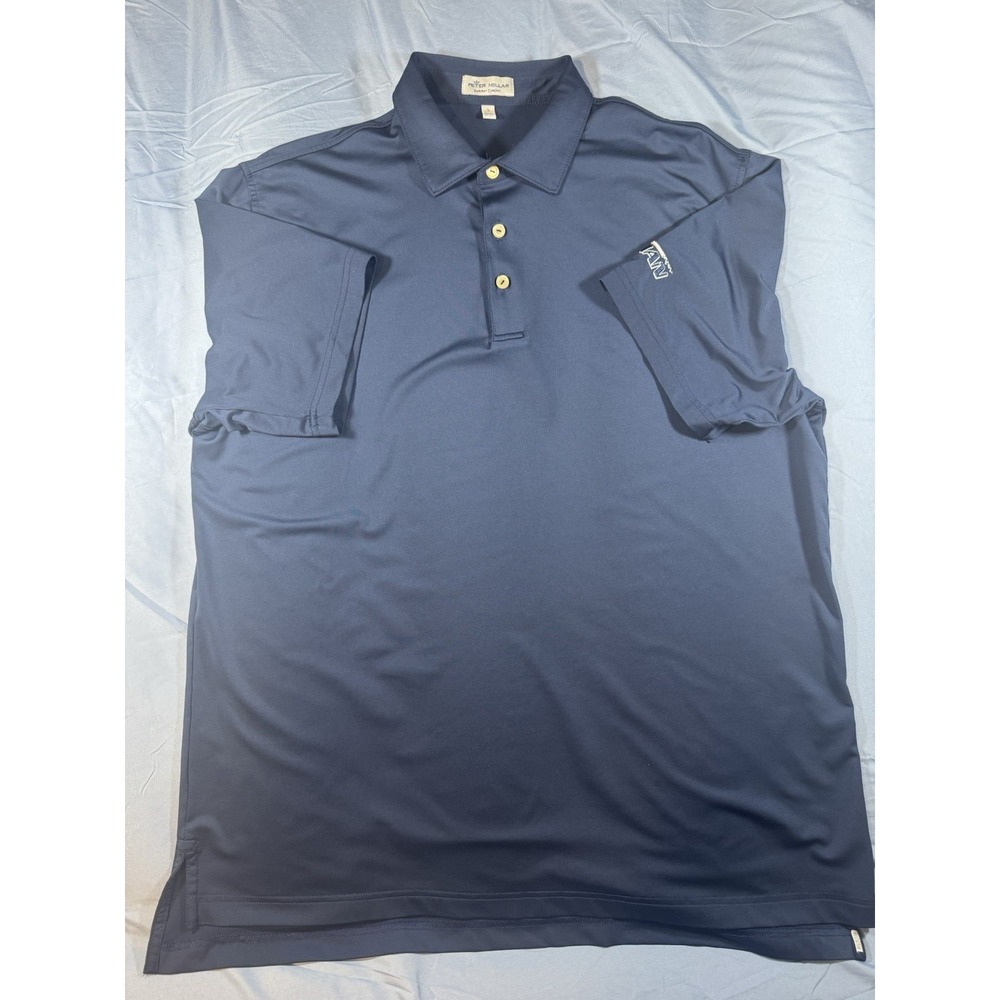 Peter Millar Summer Comfort Men's Navy Blue Short Sleeve Polo Shirt Size Large